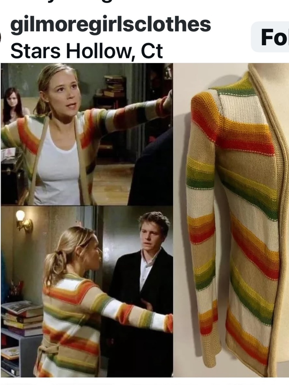 ASO GILMORE GIRLS Christina Aguilera Vince Stripe100 Cashmere cardigan S No Belt